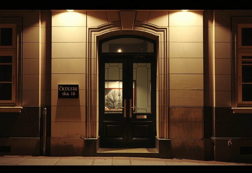 Vstup do kanceláře na adrese Školská 16