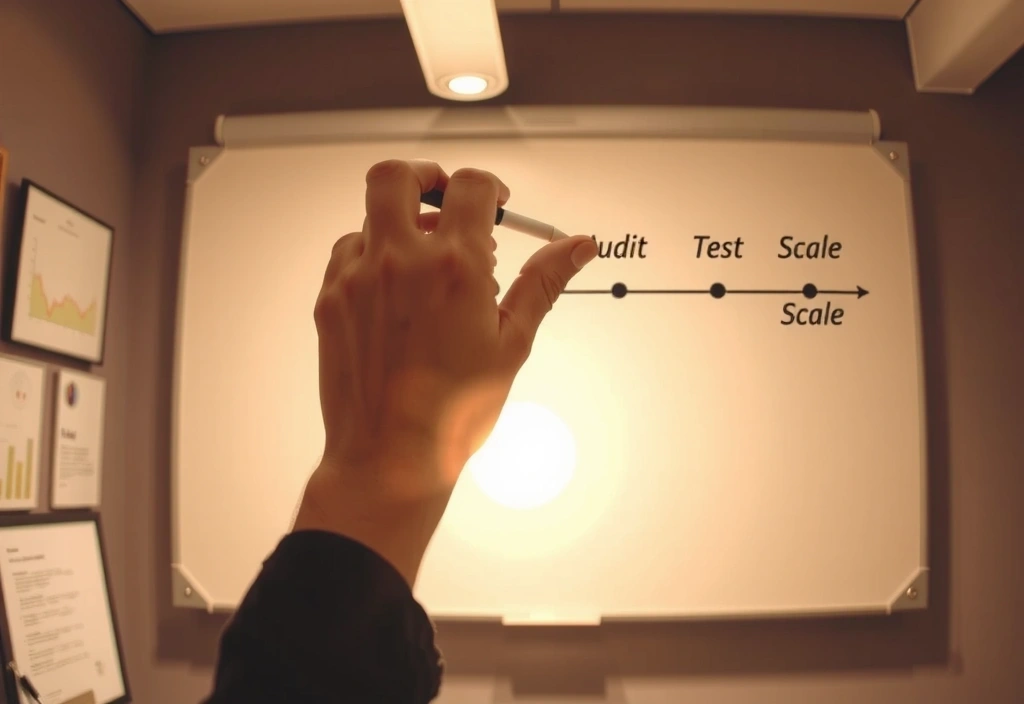 Ručně kreslená časová osa na tabuli